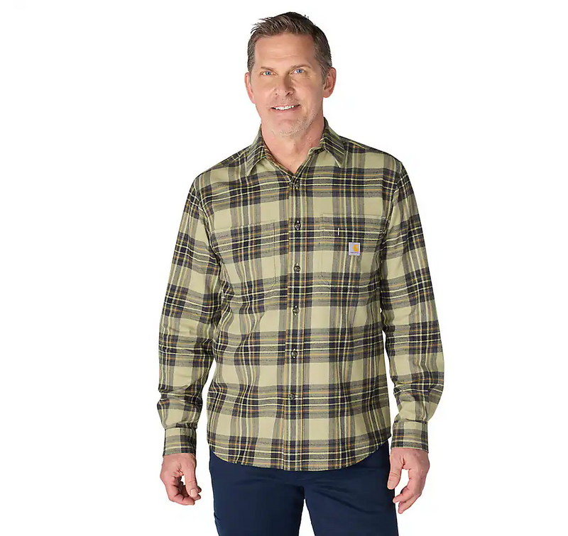 Load image into Gallery viewer, Carhartt Men's Hamilton Relaxed Long Sleeve Plaid Shirt Faded Fatigue 107010-GR9
