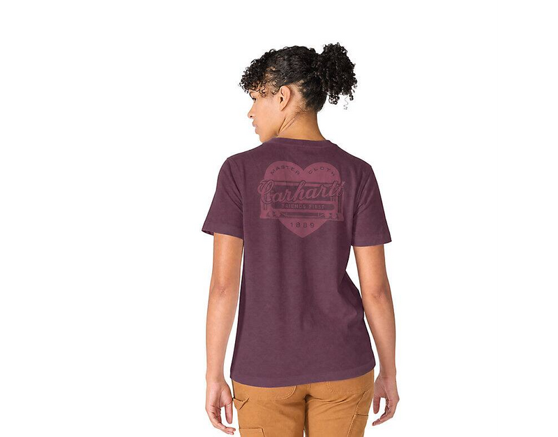 Load image into Gallery viewer, Carhartt Women's Irvine Relaxed Heritage Heart T-Shirt Deep Cherrywood 107534-RF2
