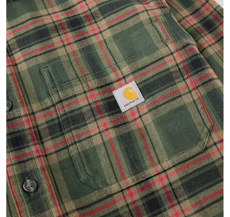 Load image into Gallery viewer, Carhartt Men's Hamilton Relaxed Long Sleeve Plaid Shirt Forestry Green/Amber Terrain 107010-GS8
