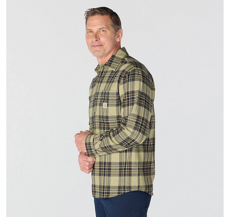 Load image into Gallery viewer, Carhartt Men's Hamilton Relaxed Long Sleeve Plaid Shirt Faded Fatigue 107010-GR9
