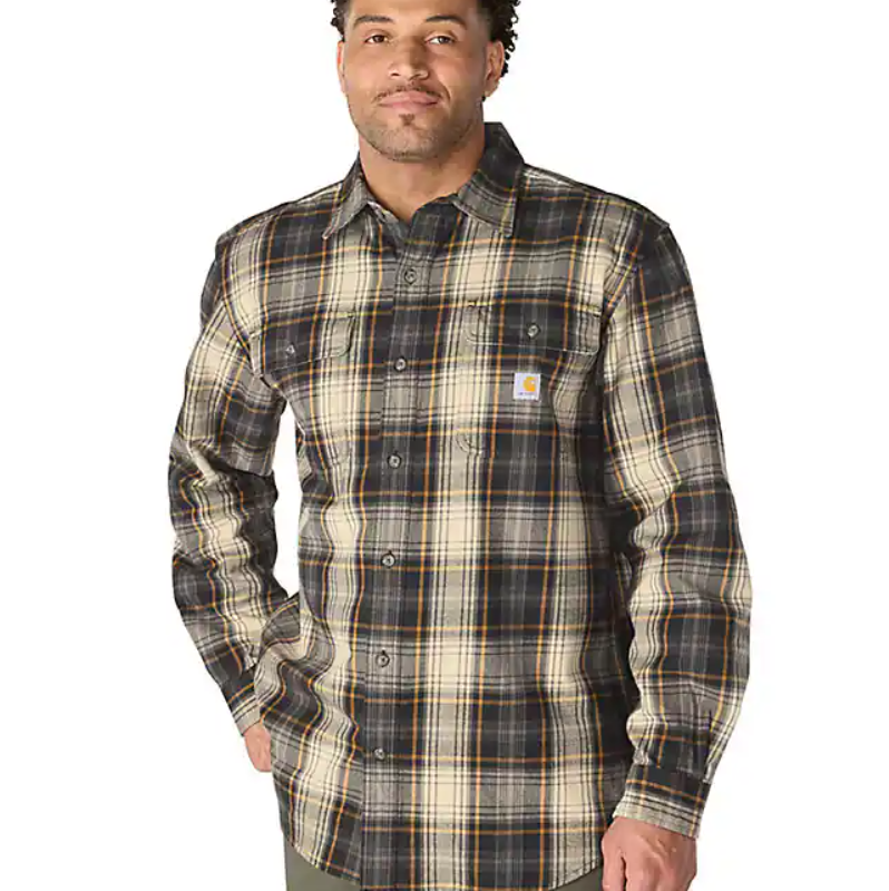 Load image into Gallery viewer, Carhartt Men's Hubbard Loose Long Sleeve Plaid Shirt Black 107013-N04
