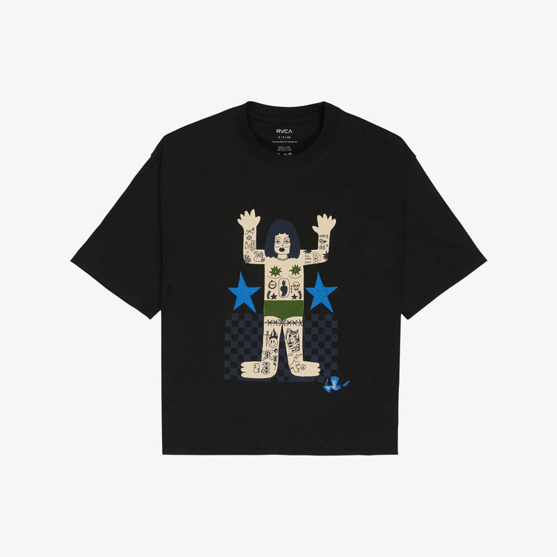 Load image into Gallery viewer, RVCA Women's Bonhomme Oversized T-shirt Black EVJZT00169-KVC0
