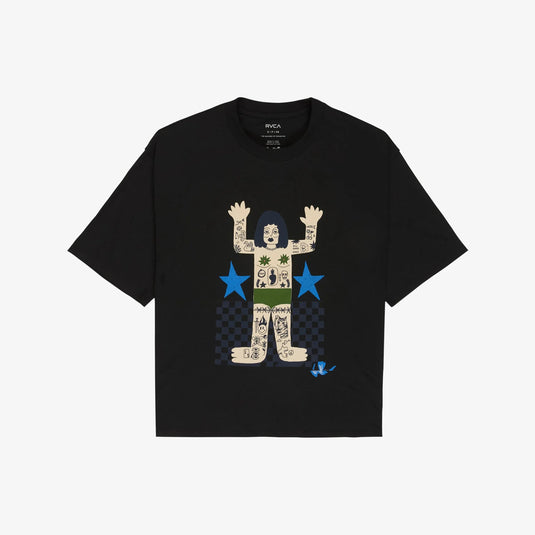 RVCA Women's Bonhomme Oversized T-shirt Black EVJZT00169-KVC0