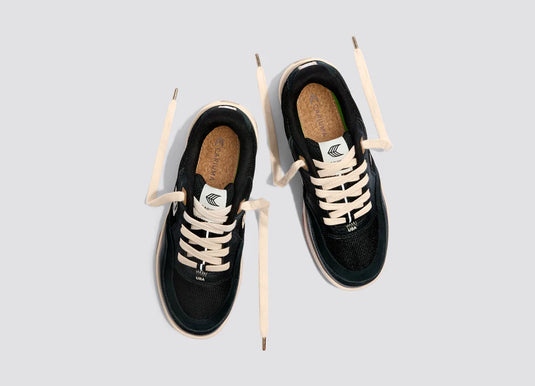 Cariuma Men's UBA Pro Black Suede And Mesh Light Cream Shoes Black 701911B68-M115