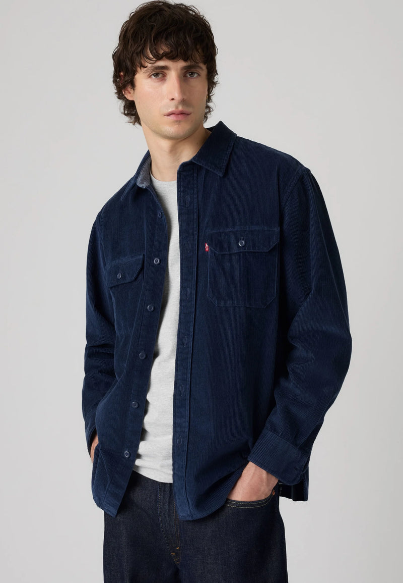 Load image into Gallery viewer, Levi's Men's Classic Relaxed Corduroy Worker Shirt Navy Blazer 195870419
