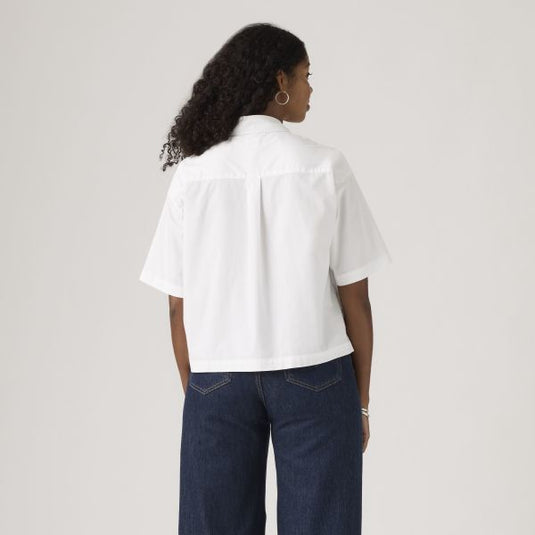 Levi's Women's Harlie Short Sleeve Cropped Shirt White 003QI0001