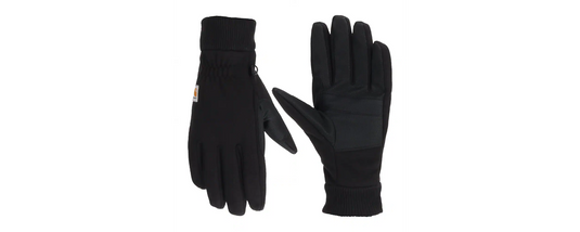 Carhartt Men's Wind Fighter® Thermal-Lined Fleece Touch-Sensitive Knit Cuff Gloves Black A622-BLK
