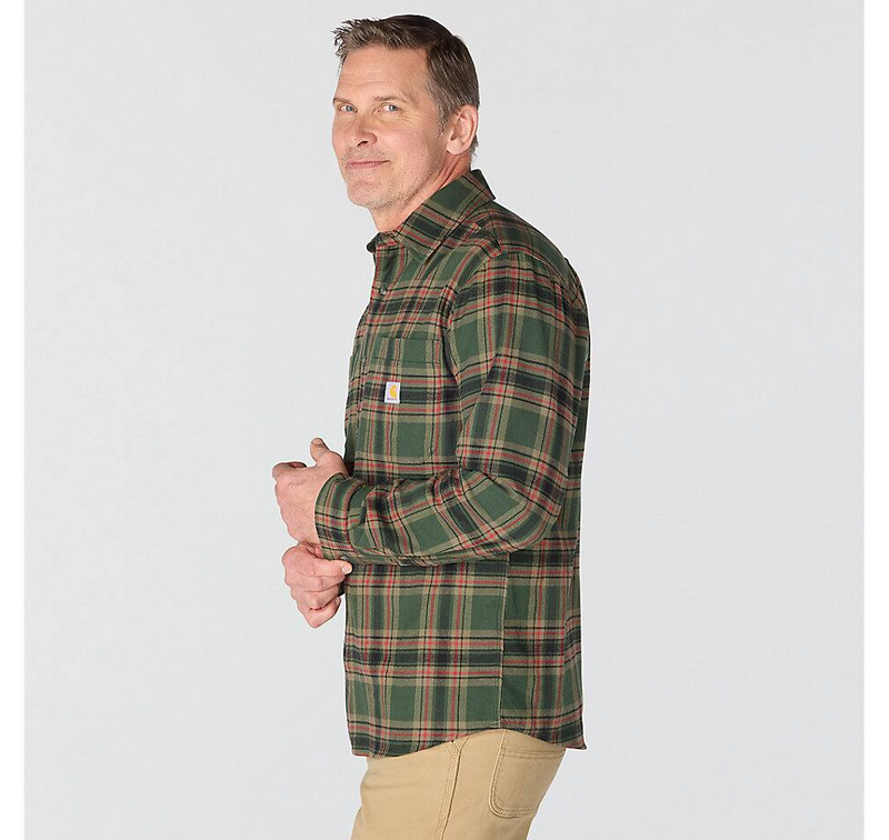 Load image into Gallery viewer, Carhartt Men's Hamilton Relaxed Long Sleeve Plaid Shirt Forestry Green/Amber Terrain 107010-GS8
