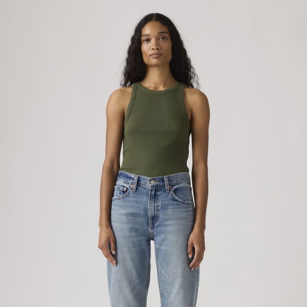 Load image into Gallery viewer, Levi's Women's Essential Racer Tank Top Green A33810034
