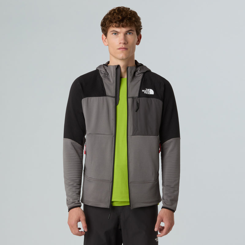 Load image into Gallery viewer, The North Face Men&#39;s Stormgap Power Grid Hooded Fleece Smoked Pearl/TNF Black NF0A87J7RPI
