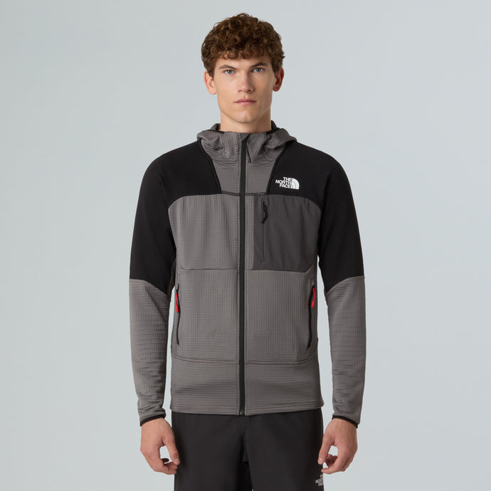 The North Face Men's Stormgap Power Grid Hooded Fleece Smoked Pearl/TNF Black NF0A87J7RPI