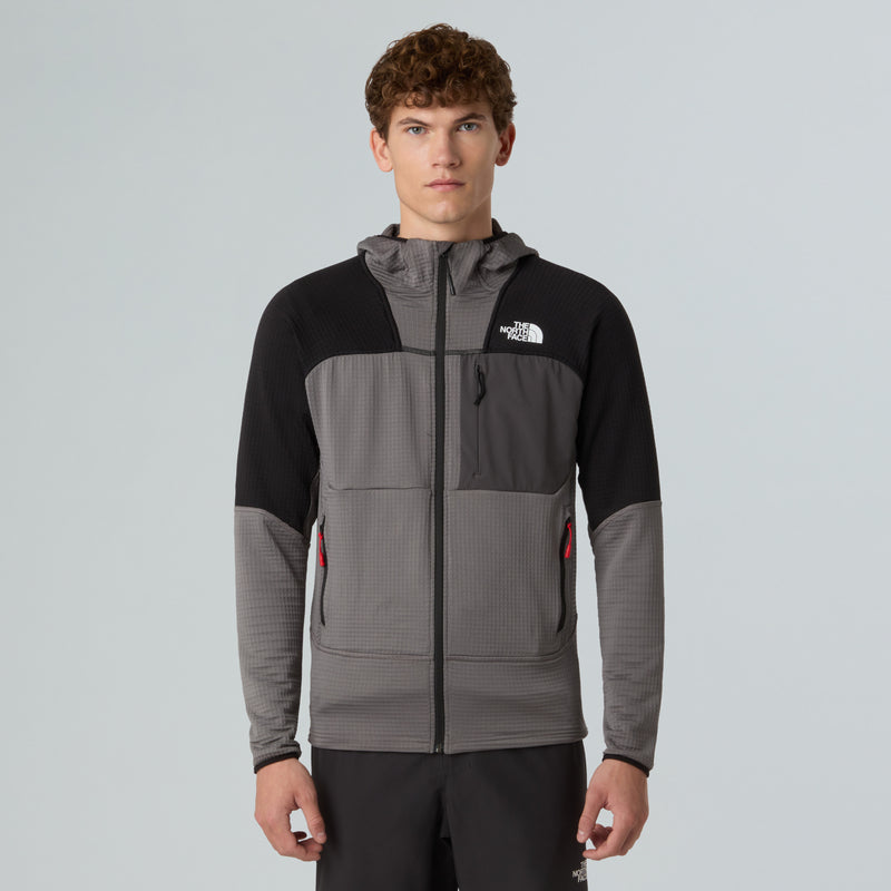 Load image into Gallery viewer, The North Face Men&#39;s Stormgap Power Grid Hooded Fleece Smoked Pearl/TNF Black NF0A87J7RPI
