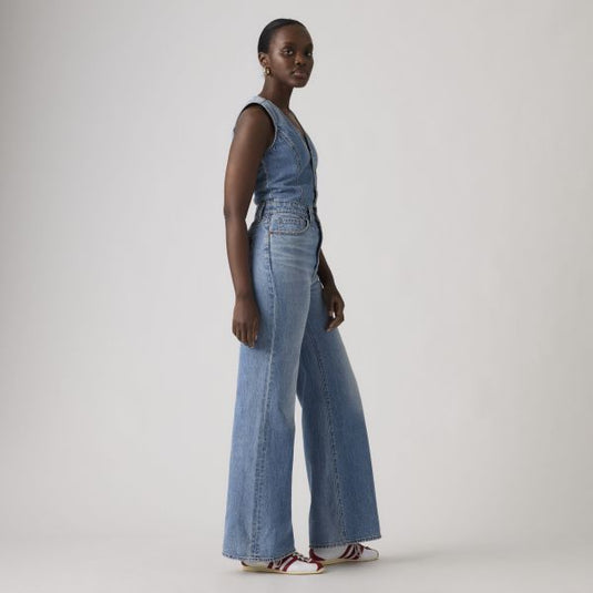 Levi's Women's Denim Wide Leg Jumpsuit Own It Blue 0002R0001