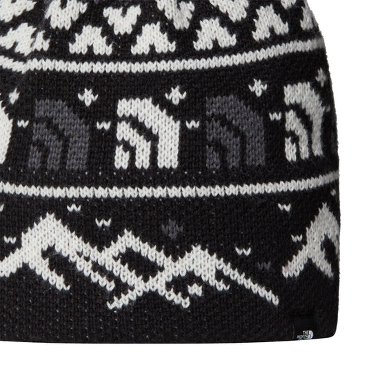 The North Face Unisex Cabin Ski Tuke Beanie TNF Black Jacquard-Pom NF0A8CH0HNF