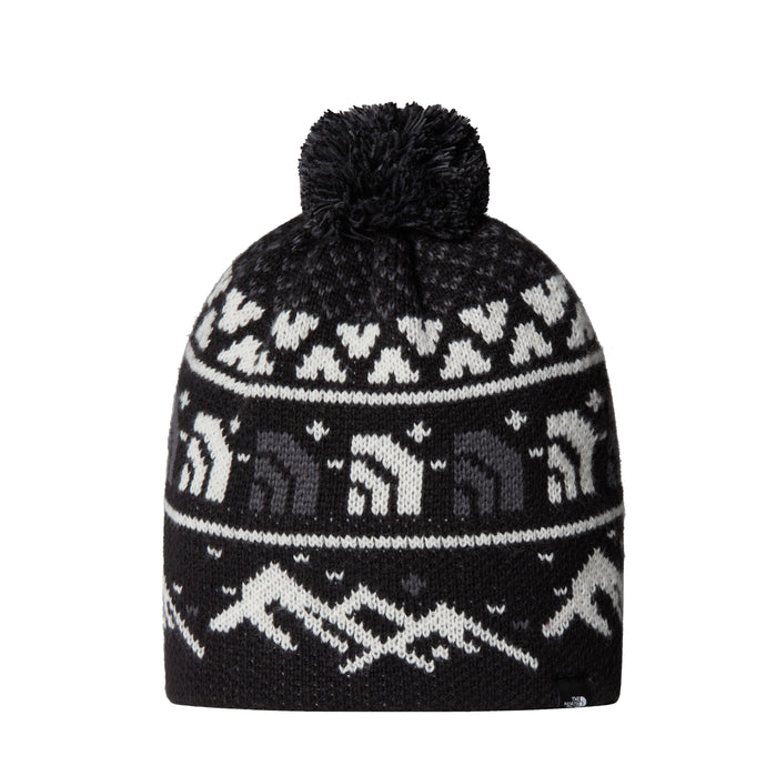 The North Face Unisex Cabin Ski Tuke Beanie TNF Black Jacquard-Pom NF0A8CH0HNF