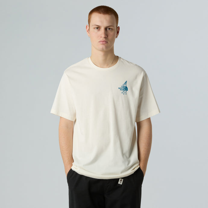 The North Face Unisex Powder Days Relaxed Graphic T-Shirt White Dune NF0A8E4DQLI