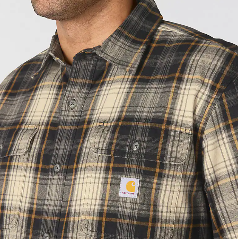 Load image into Gallery viewer, Carhartt Men's Hubbard Loose Long Sleeve Plaid Shirt Black 107013-N04
