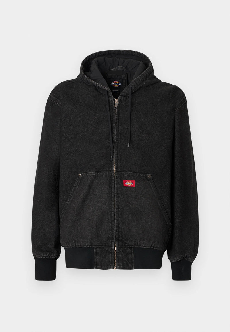 Load image into Gallery viewer, Dickies Men's Hilham Lined Denim Hood Bomber Black DK0A89FBBLK
