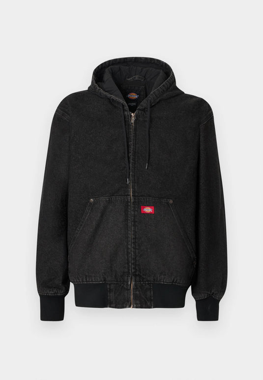 Dickies Men's Hilham Lined Denim Hood Bomber Black DK0A89FBBLK