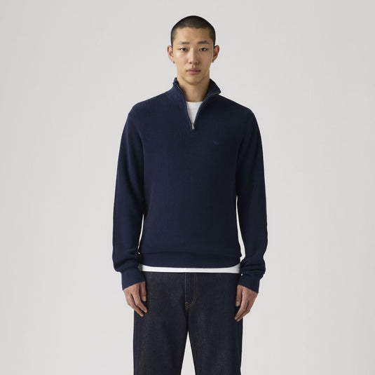 Levi's Men's Housemark Quarter Zip Sweater Naval Academy Rib 0058U0000