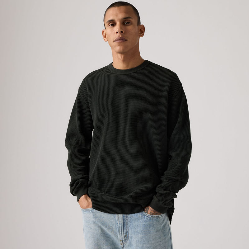 Load image into Gallery viewer, Levi's Men's Long-sleeve Relaxed Thermal Garment Dye Shirt Black 009NP-0005
