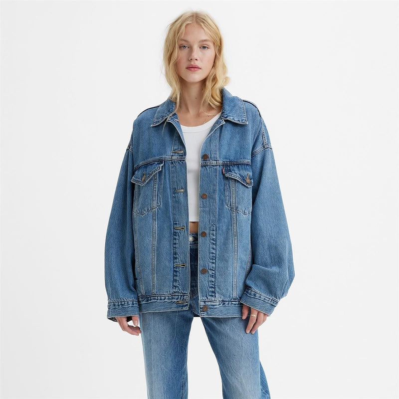 Load image into Gallery viewer, Levi's Women's Xl Trucker Jacket Med Indigo Blue A34720019
