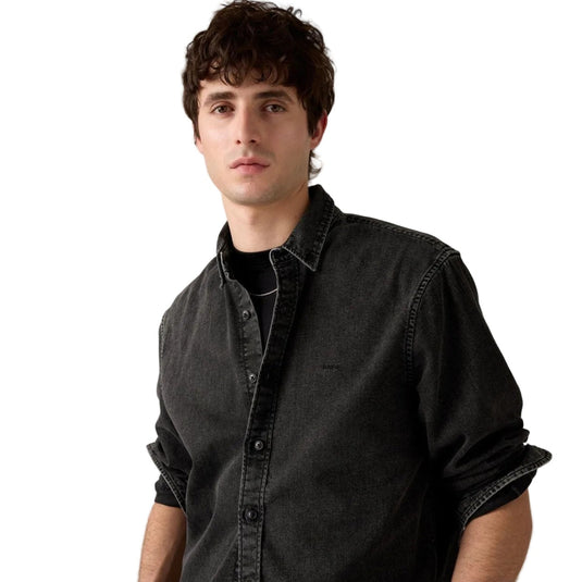 Levi's Men's Authentic Button Down Long Sleeve Shirt Gizmo Washed Black A72100038