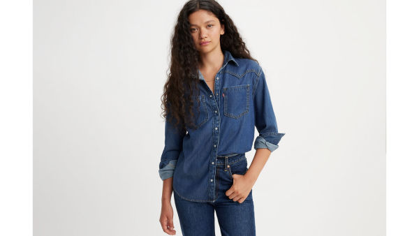 Load image into Gallery viewer, Levi's Women's Teodora Western Shirt Blue A72440007
