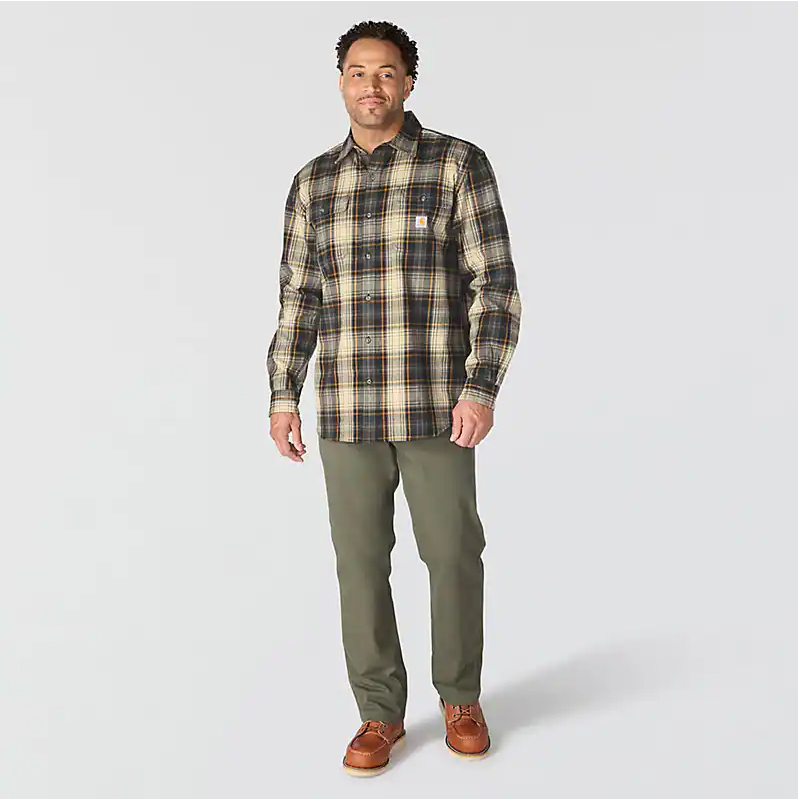 Load image into Gallery viewer, Carhartt Men's Hubbard Loose Long Sleeve Plaid Shirt Black 107013-N04
