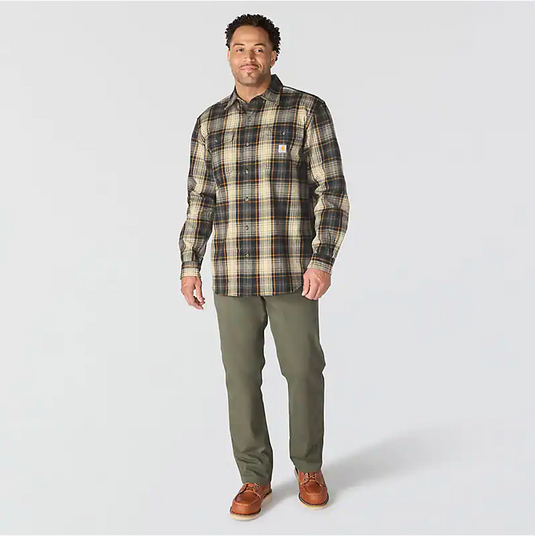Carhartt Men's Hubbard Loose Long Sleeve Plaid Shirt Black 107013-N04