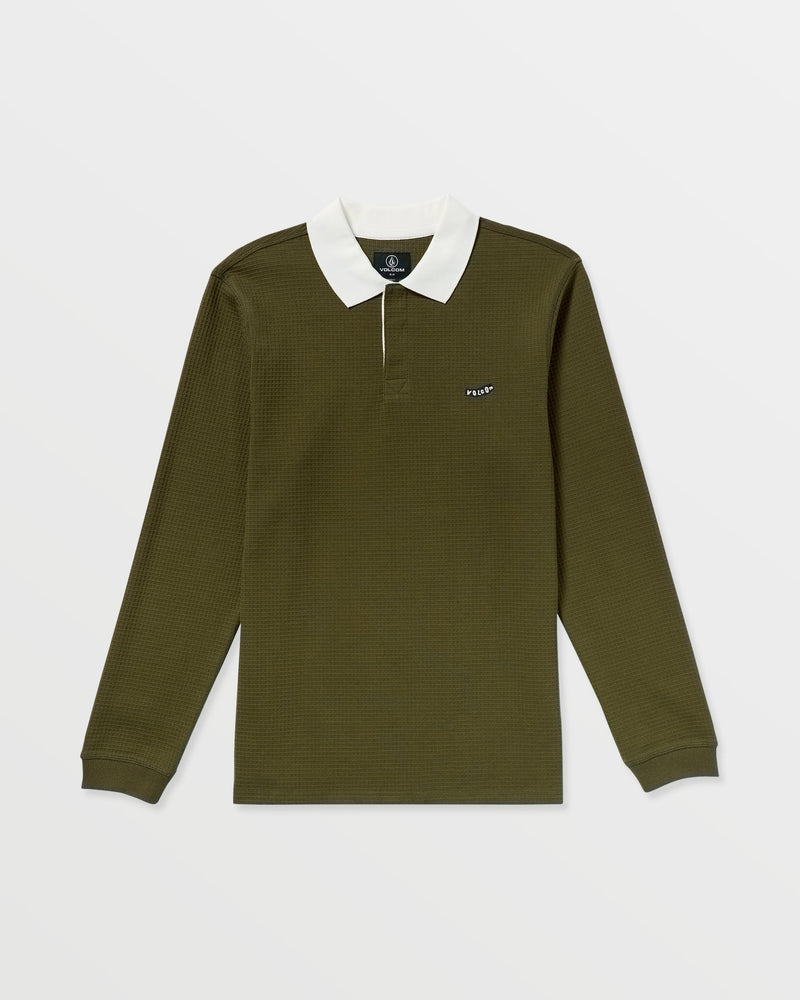 Load image into Gallery viewer, Volcom Men&#39;s Curbstone Polo Long Sleeve Shirt Sage Leaf A0332500_SLE7
