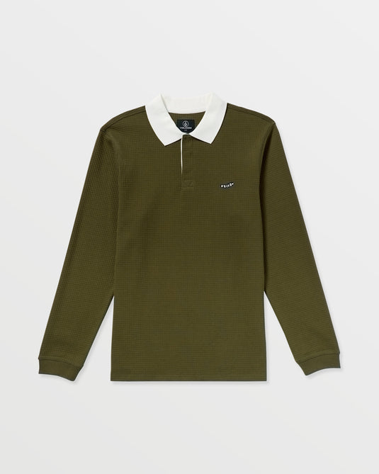 Volcom Men's Curbstone Polo Long Sleeve Shirt Sage Leaf A0332500_SLE7
