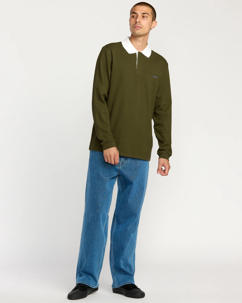 Load image into Gallery viewer, Volcom Men&#39;s Curbstone Polo Long Sleeve Shirt Sage Leaf A0332500_SLE7
