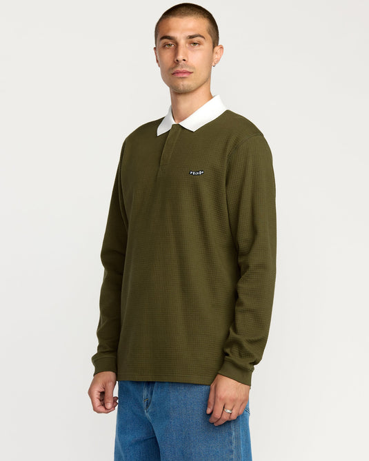 Volcom Men's Curbstone Polo Long Sleeve Shirt Sage Leaf A0332500_SLE7