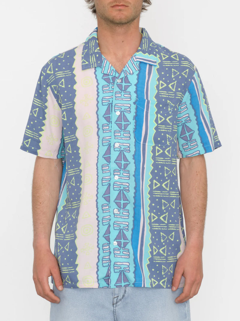 Load image into Gallery viewer, Volcom Men&#39;s Bold Moves Classic Fit Shirt Crete Blue A0412404_CEB

