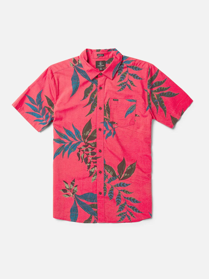 Load image into Gallery viewer, Volcom Men&#39;s Paradiso Floral Classic Fit Shirt Washed Ruby A0412407_RBY
