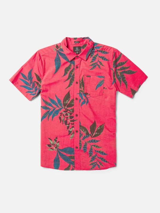 Volcom Men's Paradiso Floral Classic Fit Shirt Washed Ruby A0412407_RBY