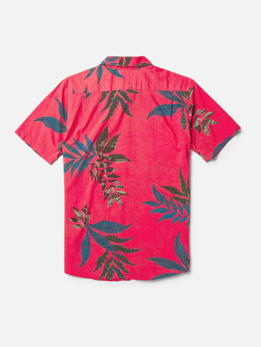 Volcom Men's Paradiso Floral Classic Fit Shirt Washed Ruby A0412407_RBY