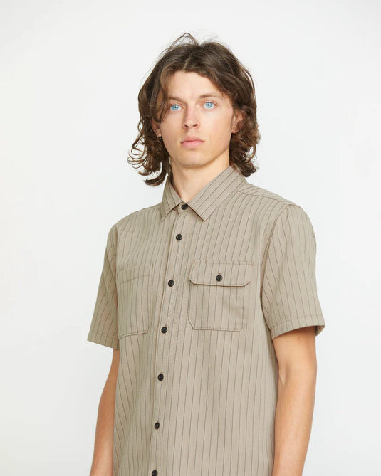 Volcom Men's Trade Stone Shirt Light Khaki A0412502_LKH