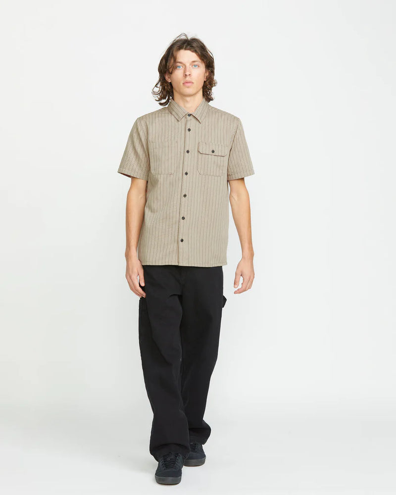Load image into Gallery viewer, Volcom Men&#39;s Trade Stone Shirt Light Khaki A0412502_LKH
