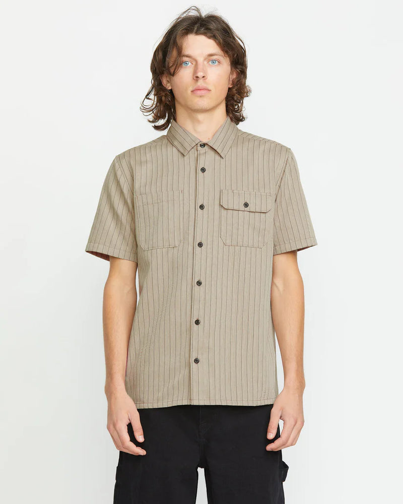Load image into Gallery viewer, Volcom Men&#39;s Trade Stone Shirt Light Khaki A0412502_LKH
