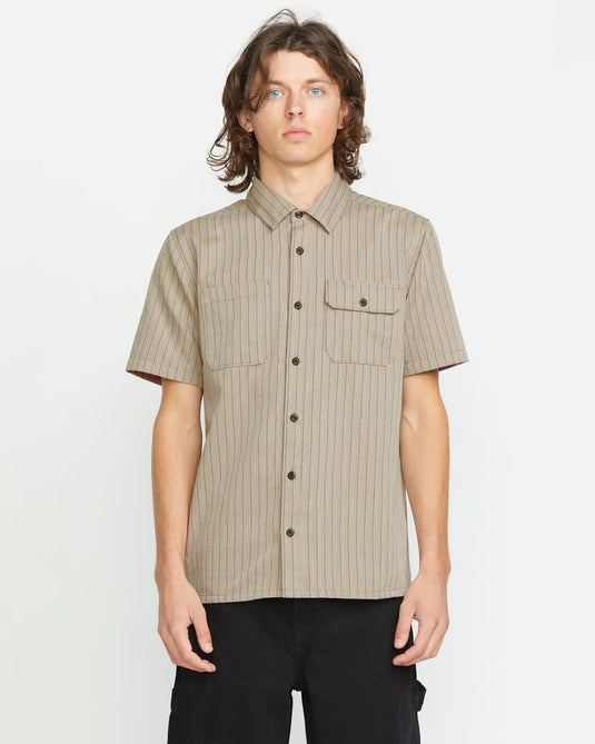 Volcom Men's Trade Stone Shirt Light Khaki A0412502_LKH