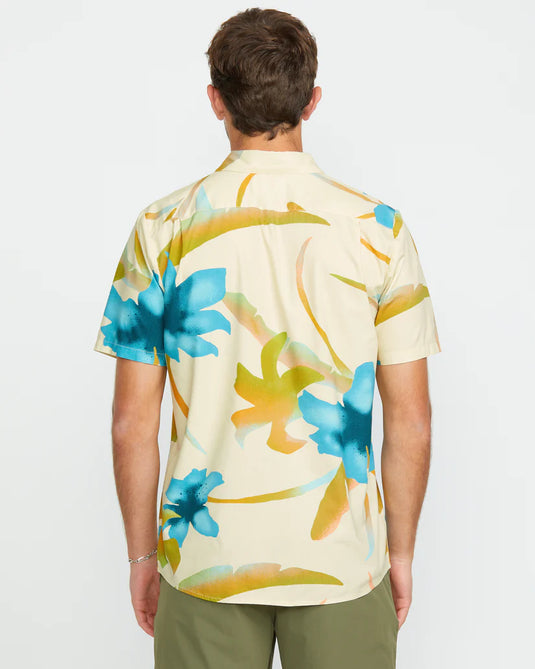 Volcom Men's Tracers Floral Short Sleeve Shirt Light Beige A0412511_LBG