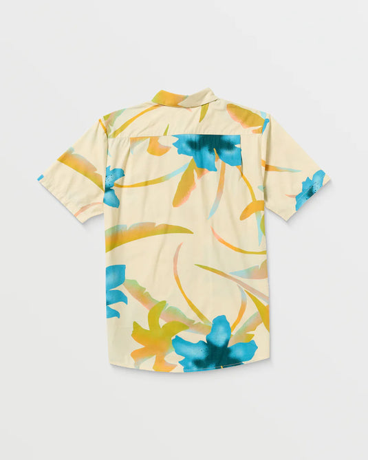Volcom Men's Tracers Floral Short Sleeve Shirt Light Beige A0412511_LBG