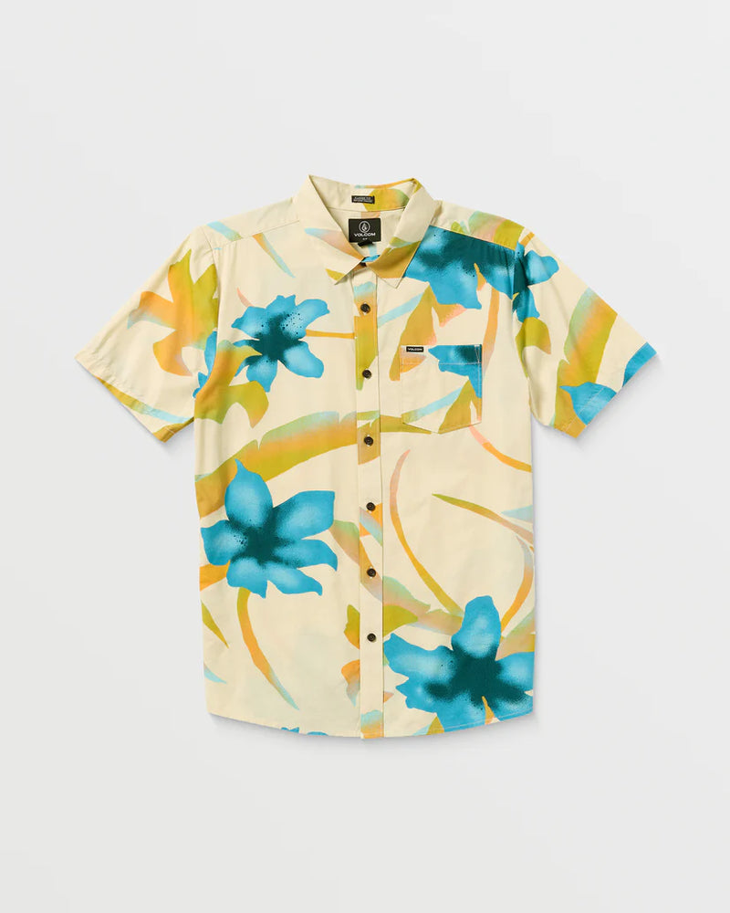 Load image into Gallery viewer, Volcom Men&#39;s Tracers Floral Short Sleeve Shirt Light Beige A0412511_LBG
