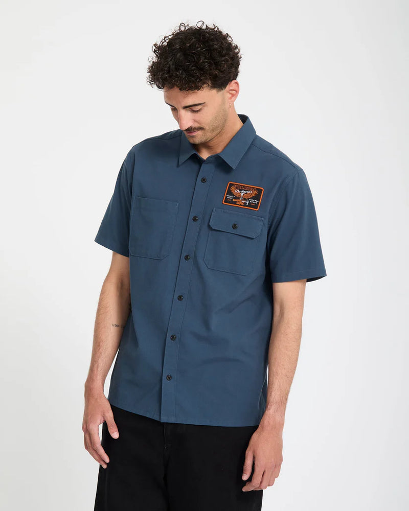Load image into Gallery viewer, Volcom Men's Slab City Shirt Midnight Blue A0412618_MDB
