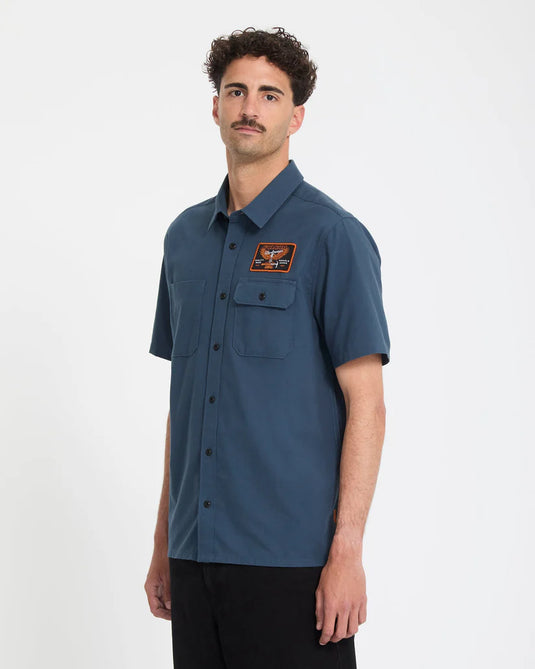 Volcom Men's Slab City Shirt Midnight Blue A0412618_MDB