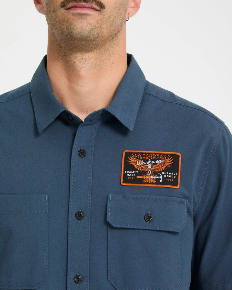 Load image into Gallery viewer, Volcom Men's Slab City Shirt Midnight Blue A0412618_MDB
