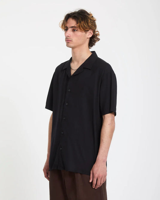 Volcom Men's Single Stone Shirt Gloss Black A0412622_GBK