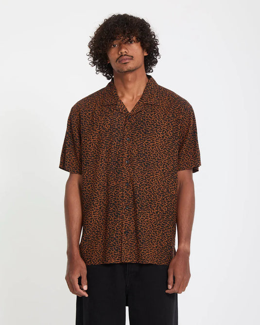 Volcom Men's Utopias Print Shirt Brown Horn A0412623_BRH
